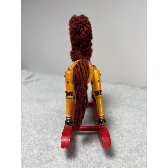 Vintage Wooden Rocking Horse Figurine by Lucie Sable Imports Ltd Taiwan 1980s - Picture 4 of 9